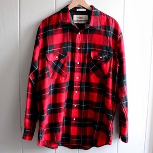 1980s Vintage Trails End Buffalo Plaid Check Flannel Red Black